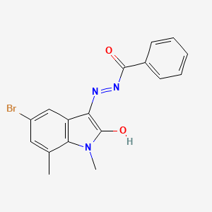 N'-[(3Z)-5-BROMO-1,7-DIMETHYL-2-OXO-2,3-DIHYDRO-1H-INDOL-3-YLIDENE]BENZOHYDRAZIDE