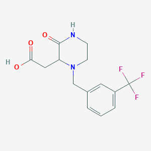 molecular formula C14H15F3N2O3 B359641 {3-Oxo-1-[3-(trifluoromethyl)benzyl]-2-piperazinyl}acetic acid CAS No. 1033600-26-8