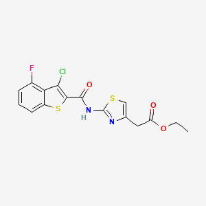 molecular formula C16H12ClFN2O3S2 B3596549 ETHYL 2-(2-{[(3-CHLORO-4-FLUORO-1-BENZOTHIOPHEN-2-YL)CARBONYL]AMINO}-1,3-THIAZOL-4-YL)ACETATE 