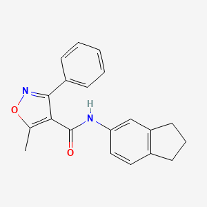 N-(2,3-dihydro-1H-inden-5-yl)-5-methyl-3-phenyl-1,2-oxazole-4-carboxamide