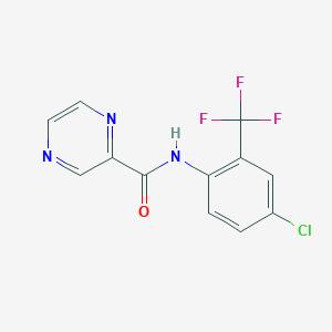 molecular formula C12H7ClF3N3O B3596643 N-[4-chloro-2-(trifluoromethyl)phenyl]pyrazine-2-carboxamide 