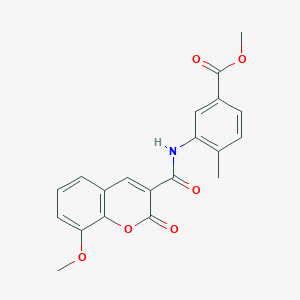 molecular formula C20H17NO6 B3596829 methyl 3-{[(8-methoxy-2-oxo-2H-chromen-3-yl)carbonyl]amino}-4-methylbenzoate 