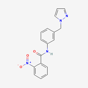 molecular formula C17H14N4O3 B3596864 2-NITRO-N-{3-[(1H-PYRAZOL-1-YL)METHYL]PHENYL}BENZAMIDE 