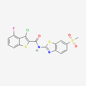 molecular formula C17H10ClFN2O3S3 B3596879 3-CHLORO-4-FLUORO-N-(6-METHANESULFONYL-13-BENZOTHIAZOL-2-YL)-1-BENZOTHIOPHENE-2-CARBOXAMIDE 