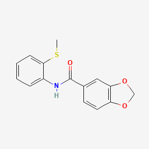 molecular formula C15H13NO3S B3596940 N-[2-(METHYLSULFANYL)PHENYL]-2H-13-BENZODIOXOLE-5-CARBOXAMIDE 