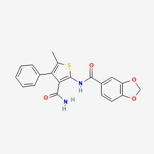 N-(3-CARBAMOYL-5-METHYL-4-PHENYLTHIOPHEN-2-YL)-2H-13-BENZODIOXOLE-5-CARBOXAMIDE