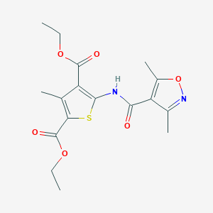 molecular formula C17H20N2O6S B3597006 diethyl 5-{[(3,5-dimethyl-4-isoxazolyl)carbonyl]amino}-3-methyl-2,4-thiophenedicarboxylate 