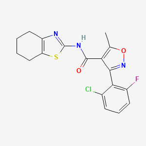 molecular formula C18H15ClFN3O2S B3597130 3-(2-chloro-6-fluorophenyl)-5-methyl-N-(4,5,6,7-tetrahydro-1,3-benzothiazol-2-yl)-4-isoxazolecarboxamide 