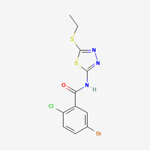 molecular formula C11H9BrClN3OS2 B3597183 5-bromo-2-chloro-N-[5-(ethylsulfanyl)-1,3,4-thiadiazol-2-yl]benzamide 