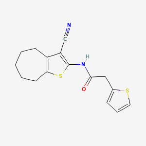 molecular formula C16H16N2OS2 B3597196 N-(3-cyano-5,6,7,8-tetrahydro-4H-cyclohepta[b]thiophen-2-yl)-2-(thiophen-2-yl)acetamide 