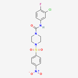 N-(3-CHLORO-4-FLUOROPHENYL)-4-(4-NITROBENZENESULFONYL)PIPERAZINE-1-CARBOXAMIDE