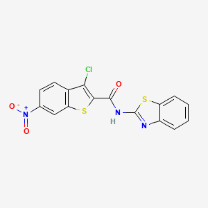 molecular formula C16H8ClN3O3S2 B3597248 N-(13-BENZOTHIAZOL-2-YL)-3-CHLORO-6-NITRO-1-BENZOTHIOPHENE-2-CARBOXAMIDE 