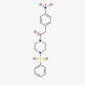 2-(4-NITROPHENYL)-1-[4-(PHENYLSULFONYL)PIPERAZINO]-1-ETHANONE