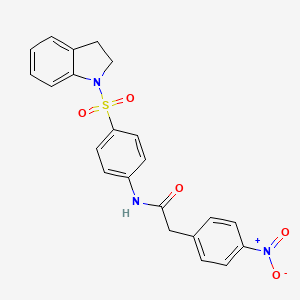 molecular formula C22H19N3O5S B3597465 N-[4-(2,3-dihydro-1H-indol-1-ylsulfonyl)phenyl]-2-(4-nitrophenyl)acetamide 