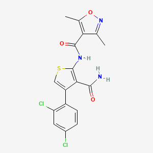 molecular formula C17H13Cl2N3O3S B3597483 N-[3-CARBAMOYL-4-(2,4-DICHLOROPHENYL)-2-THIENYL]-3,5-DIMETHYL-4-ISOXAZOLECARBOXAMIDE 