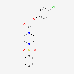 2-(4-CHLORO-2-METHYLPHENOXY)-1-[4-(PHENYLSULFONYL)PIPERAZINO]-1-ETHANONE