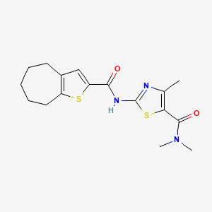 molecular formula C17H21N3O2S2 B3597574 2-{4H5H6H7H8H-CYCLOHEPTA[B]THIOPHENE-2-AMIDO}-NN4-TRIMETHYL-13-THIAZOLE-5-CARBOXAMIDE 