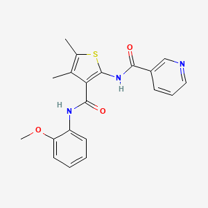 molecular formula C20H19N3O3S B3597597 N-{3-[(2-METHOXYPHENYL)CARBAMOYL]-4,5-DIMETHYL-2-THIENYL}NICOTINAMIDE 