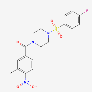 molecular formula C18H18FN3O5S B3597604 {4-[(4-FLUOROPHENYL)SULFONYL]PIPERAZINO}(3-METHYL-4-NITROPHENYL)METHANONE 