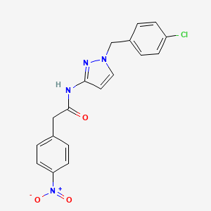 molecular formula C18H15ClN4O3 B3597628 N-[1-(4-chlorobenzyl)-1H-pyrazol-3-yl]-2-(4-nitrophenyl)acetamide 