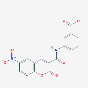 molecular formula C19H14N2O7 B3597651 methyl 4-methyl-3-{[(6-nitro-2-oxo-2H-chromen-3-yl)carbonyl]amino}benzoate 