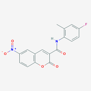 molecular formula C17H11FN2O5 B3597824 N-(4-fluoro-2-methylphenyl)-6-nitro-2-oxo-2H-chromene-3-carboxamide 