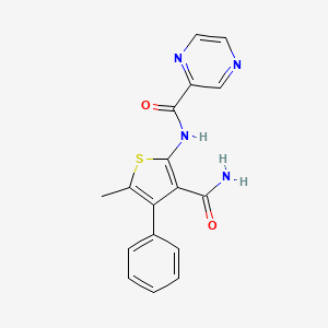 N-(3-carbamoyl-5-methyl-4-phenylthiophen-2-yl)pyrazine-2-carboxamide