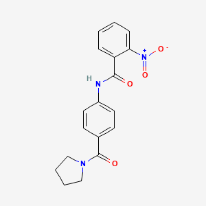 molecular formula C18H17N3O4 B3597928 2-nitro-N-[4-(pyrrolidine-1-carbonyl)phenyl]benzamide 