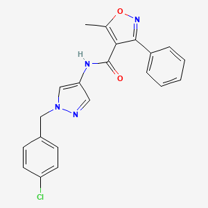 molecular formula C21H17ClN4O2 B3598023 N-[1-(4-chlorobenzyl)-1H-pyrazol-4-yl]-5-methyl-3-phenyl-4-isoxazolecarboxamide 