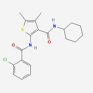 molecular formula C20H23ClN2O2S B3598041 2-[(2-chlorobenzoyl)amino]-N-cyclohexyl-4,5-dimethylthiophene-3-carboxamide 