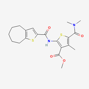 molecular formula C20H24N2O4S2 B3598073 methyl 5-[(dimethylamino)carbonyl]-4-methyl-2-[(5,6,7,8-tetrahydro-4H-cyclohepta[b]thien-2-ylcarbonyl)amino]-3-thiophenecarboxylate 