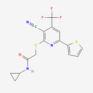 2-{[3-cyano-6-thien-2-yl-4-(trifluoromethyl)pyridin-2-yl]thio}-N-cyclopropylacetamide