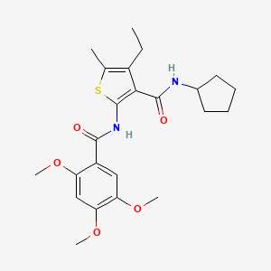 molecular formula C23H30N2O5S B3598189 N-cyclopentyl-4-ethyl-5-methyl-2-[(2,4,5-trimethoxybenzoyl)amino]-3-thiophenecarboxamide 