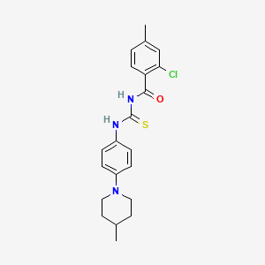 molecular formula C21H24ClN3OS B3598299 2-chloro-4-methyl-N-({[4-(4-methyl-1-piperidinyl)phenyl]amino}carbonothioyl)benzamide 