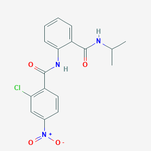 molecular formula C17H16ClN3O4 B3598333 2-chloro-4-nitro-N-[2-(propan-2-ylcarbamoyl)phenyl]benzamide 