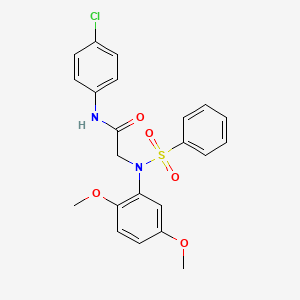 molecular formula C22H21ClN2O5S B3598341 N-(4-CHLOROPHENYL)-2-[N-(2,5-DIMETHOXYPHENYL)BENZENESULFONAMIDO]ACETAMIDE 