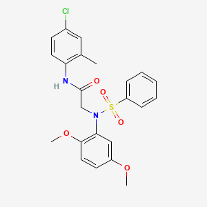 molecular formula C23H23ClN2O5S B3598344 N-(4-CHLORO-2-METHYLPHENYL)-2-[N-(2,5-DIMETHOXYPHENYL)BENZENESULFONAMIDO]ACETAMIDE 