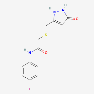 N-(4-fluorophenyl)-2-(((5-hydroxy-1H-pyrazol-3-yl)methyl)thio)acetamide