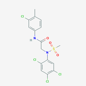 molecular formula C16H14Cl4N2O3S B3598349 N~1~-(3-chloro-4-methylphenyl)-N~2~-(methylsulfonyl)-N~2~-(2,4,5-trichlorophenyl)glycinamide 