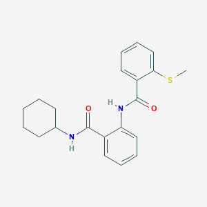 molecular formula C21H24N2O2S B3598390 N-{2-[(cyclohexylamino)carbonyl]phenyl}-2-(methylthio)benzamide 