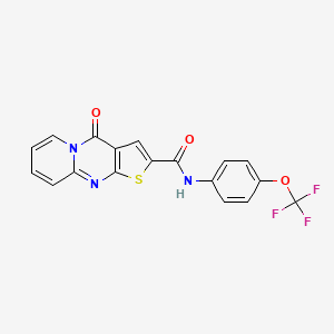 2-oxo-N-[4-(trifluoromethoxy)phenyl]-6-thia-1,8-diazatricyclo[7.4.0.03,7]trideca-3(7),4,8,10,12-pentaene-5-carboxamide