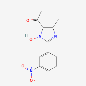 molecular formula C12H11N3O4 B3598409 1-[1-hydroxy-4-methyl-2-(3-nitrophenyl)-1H-imidazol-5-yl]ethanone 