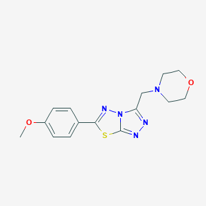 molecular formula C15H17N5O2S B359843 6-(4-Methoxyphenyl)-3-(morpholin-4-ylmethyl)[1,2,4]triazolo[3,4-b][1,3,4]thiadiazole CAS No. 170457-66-6