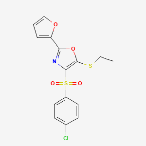 molecular formula C15H12ClNO4S2 B3598446 4-(4-CHLOROBENZENESULFONYL)-5-(ETHYLSULFANYL)-2-(FURAN-2-YL)-1,3-OXAZOLE 