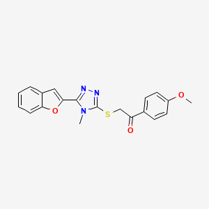 molecular formula C20H17N3O3S B3598451 2-{[5-(1-benzofuran-2-yl)-4-methyl-4H-1,2,4-triazol-3-yl]sulfanyl}-1-(4-methoxyphenyl)ethanone 