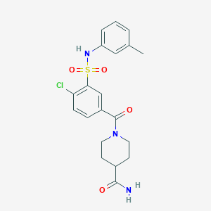 molecular formula C20H22ClN3O4S B3598485 1-(4-chloro-3-{[(3-methylphenyl)amino]sulfonyl}benzoyl)-4-piperidinecarboxamide 