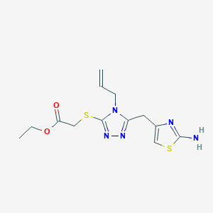 molecular formula C13H17N5O2S2 B3598563 Ethyl 2-((4-allyl-5-((2-aminothiazol-4-yl)methyl)-4H-1,2,4-triazol-3-yl)thio)acetate 