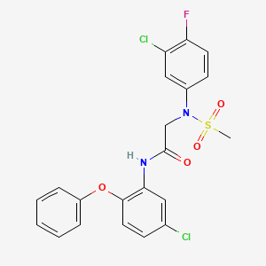 molecular formula C21H17Cl2FN2O4S B3598598 N~2~-(3-chloro-4-fluorophenyl)-N~1~-(5-chloro-2-phenoxyphenyl)-N~2~-(methylsulfonyl)glycinamide 