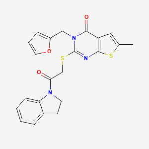 2-[2-(2,3-Dihydroindol-1-yl)-2-oxoethyl]sulfanyl-3-(furan-2-ylmethyl)-6-methylthieno[2,3-d]pyrimidin-4-one