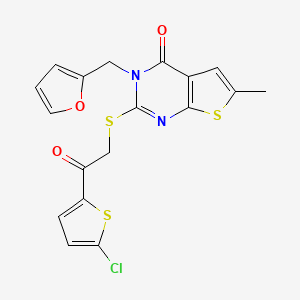 molecular formula C18H13ClN2O3S3 B3598646 2-{[2-(5-chloro-2-thienyl)-2-oxoethyl]thio}-3-(2-furylmethyl)-6-methylthieno[2,3-d]pyrimidin-4(3H)-one 